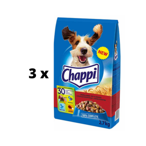 Sausā barība suņiem CHAPPI ar liellopa gaļu un dārzeņiem, 2,7 kg x 3 gab. iepakojums CHAPPI - 1