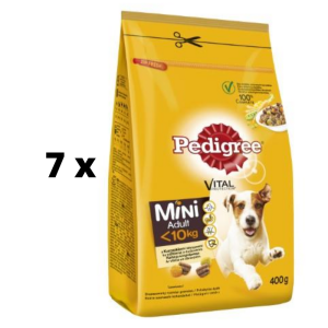 Kana- ja köögiviljade kuivtoit PEDIGREE täiskasvanud väikestele koertele 400g x 7 pakki. pakett PEDIGREE - 1