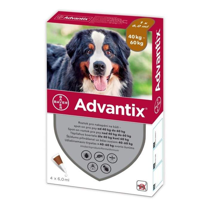 Advantix applied solution for fleas and tick dogs 40-60kg, 4 pcs. ADVANTIX - 1