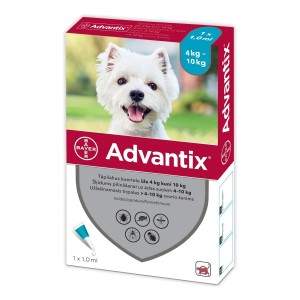 ADVANTIX užlašinamasis tirpalas nuo blusų ir erkių šunims 4-10kg, 1 vnt. ADVANTIX - 1