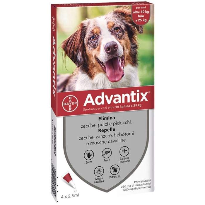 Advantix lietišķais risinājums blusām un ērču suņiem 10-25 kg, 4 gab. ADVANTIX - 1