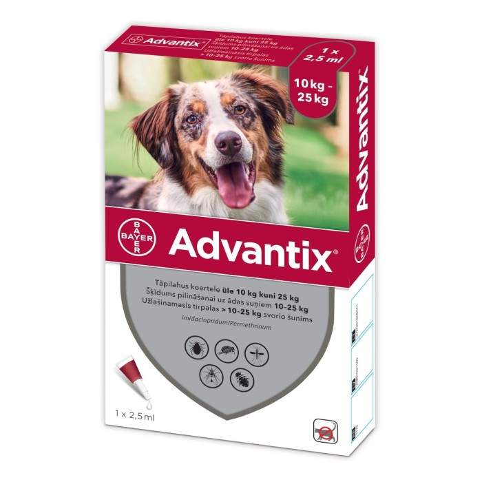 Advantix lietišķais risinājums blusām un ērču suņiem 10-25 kg, 1 pc. ADVANTIX - 1
