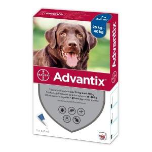 ADVANTIX užlašinamasis tirpalas nuo blusų ir erkių šunims 25-40kg, 1 vnt. ADVANTIX - 1