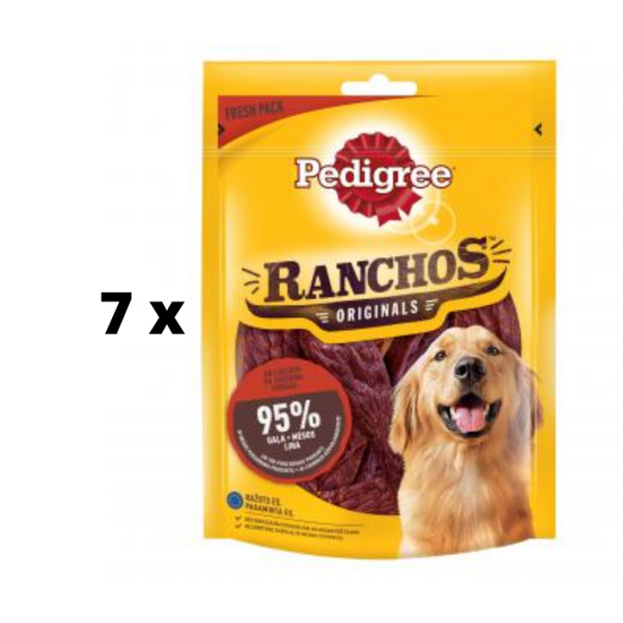Suņu gardumi PEDIGREE RANCHOS ar liellopu gaļu, 70 g x 7 gab. iepakojums PEDIGREE - 1