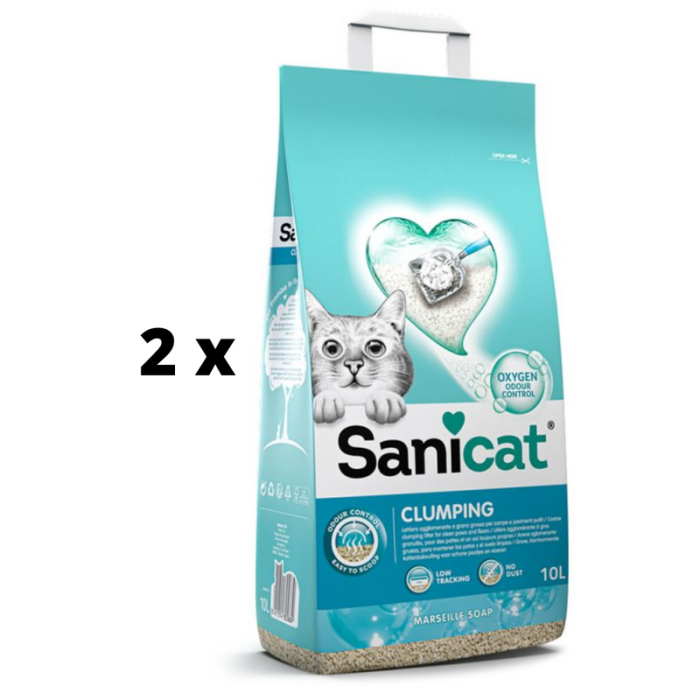 Kaķu pakaiši SANICAT Clumping Marseille ziepes, 10l x 2 iepakojums SANICAT - 1