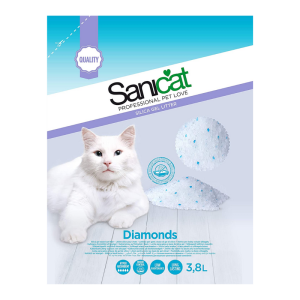 Kraikas katėms SANICAT Diamonds, iš silikagelio, 3,8 l  pakuotė