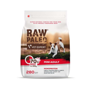 Raw Paleo sausas, begrūdis maistas mažų veislių šunims Adult Mini su jautiena, 280 g Raw Paleo - 1
