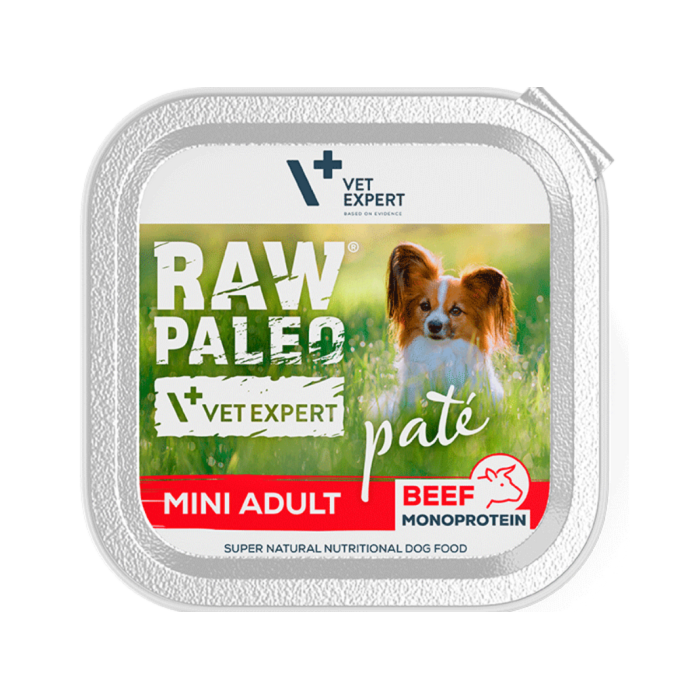 Raw Paleo Adult Mini paštetas mažų veislių suaugusiems šunims su jautiena, begrūdis, 150g Raw Paleo - 1