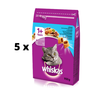 Sausā kaķu barība „WHISKAS“ ar tunci un dārzeņiem, 950 g x 5 gab. iepakojums WHISKAS - 1