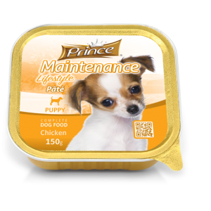 Täielik märg sööt noortele koertele prints Pate, kanaga, 150 g, 12 pakki PRINCE - 1