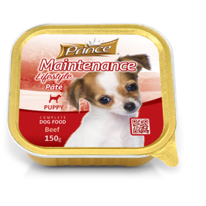 Fully wet feed for young dogs Prince Pate, with beef, 150g, 12 packs PRINCE - 1