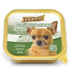 Full -fledged wet feed for small dogs Prince Pate, with rabbit, 150g, 12 packs PRINCE - 1