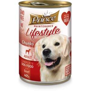 Полностью влажный корм для собак Принц Живой образ жизни с говядиной, 405 г, 5 упаковок PRINCE - 1