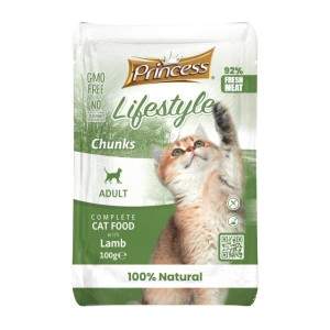 Šlapias pašaras katėms PRINCESS LIFESTYLE su ėriena, 100g , 24 pakuočių komplektas PRINCESS - 1