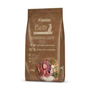 FITMIN PURITITY RICE SENIOR & LIGHT FIND DRAGE, dry food for dogs with deer and lamb, 2 kg FITMIN - 1