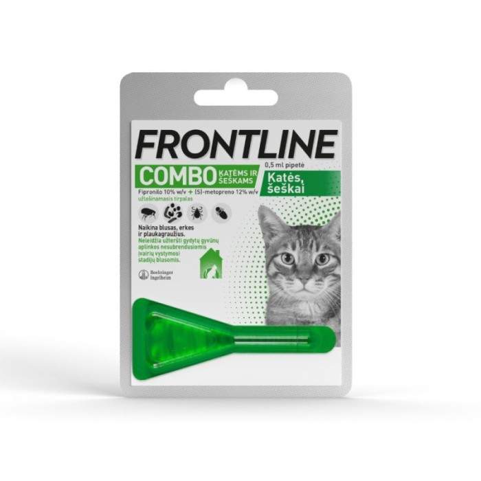Frontline Combo pretparazītu pilienu šķīdums kaķiem un seskiem, 1 gab. FRONTLINE COMBO - 1
