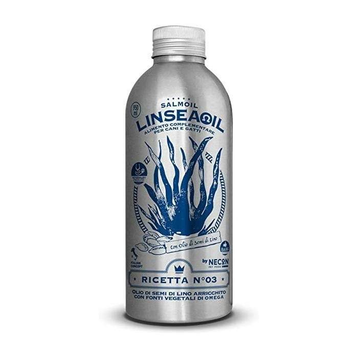 Linseaoil Ricetta 3 100% veganiškas linų sėmenų aliejus su dumbliais ir rozmarinu alergiškiems šunims ir katėms, 250 ml Necon Pe