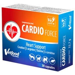 Vetfood Cardioforce papildai augintiniams, širdies ir kraujagyslių sistemos ligų prevencijai, 30 kapsulės