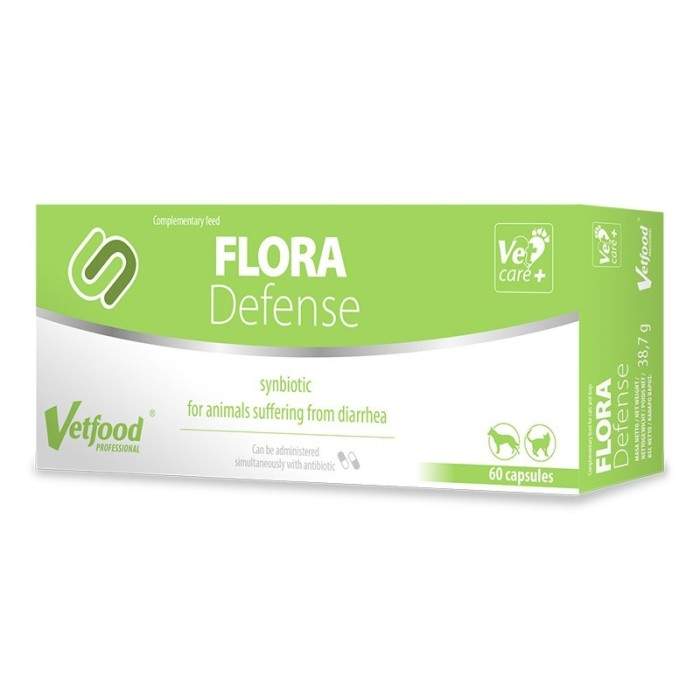 Vetfood Flora Defense Supplements for Dogs, Cats and Small Rodents for Acute Recurrent Diarrhea 60 Capsules Vetfood - 1