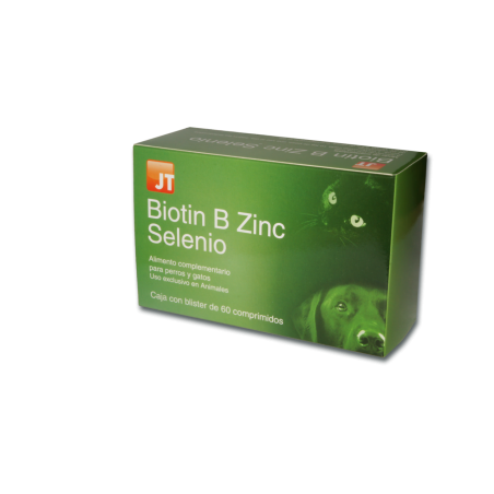 JT Pharma Biotin B Zinc Selenium toidulisandid koertele ja kassidele terve naha ja lihaste süsteemi säilitamiseks, 60 tabletti J