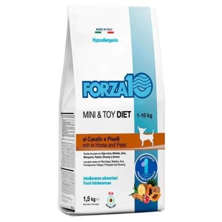Forza10 Mini and Toy Diet Low Grain Horse and Peas diētiskā, sausā barība mazo šķirņu suņiem, ar pārtikas nepanesību un alerģijā