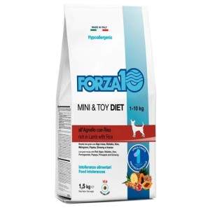 Forza10 Mini and Toy Diet Low Grain Lamb and Rice dieet- kuivtoit väikest tõugu, toidutalumatuse ja allergiaga koertele, 1,5 kg 