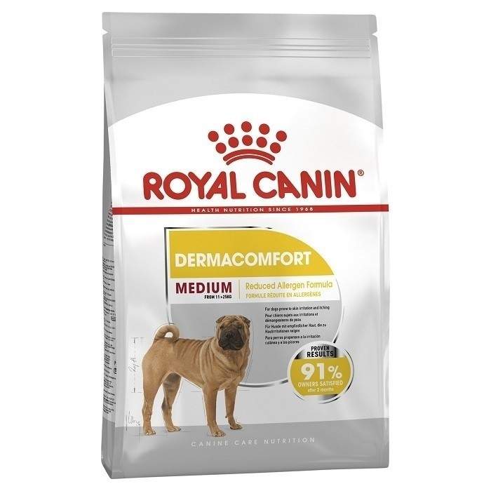 Royal Canin Medium Dermacomfort sausā barība vidēja izmēra pieaugušiem suņiem ar ādu, kas ir pakļauta kairinājumam un niezei, 12