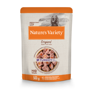 Nature's Variety Med/Max Adult Turkey bezgraudu, mitrā suņu barība, 300 g Nature's Variety - 1
