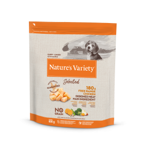 Nature's Variety Selected Puppy-Junior Chicken bezgraudu sausā barība kucēniem, 0,6 kg Nature's Variety - 1