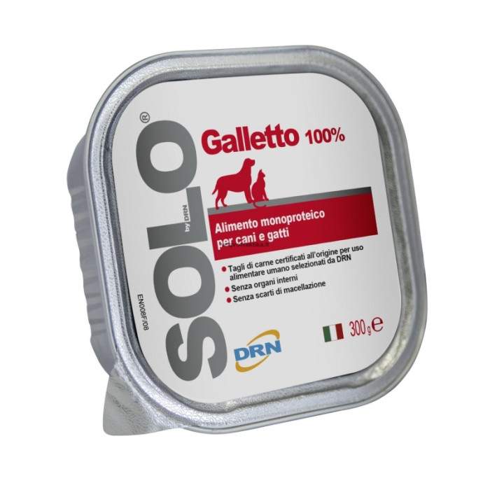 DRN Solo Galletto monoproteīna mitrā barība suņiem un kaķiem ar cālis, 300 g DRN S.R.L. - 1