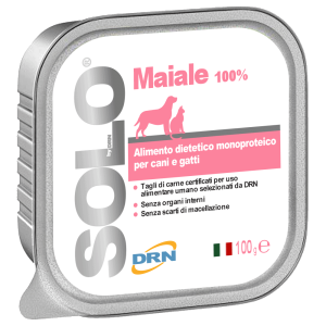 DRN Solo Maiale monoproteininis drėgnas maistas šunims ir katėms su kiauliena, 100 g DRN S.R.L. - 1
