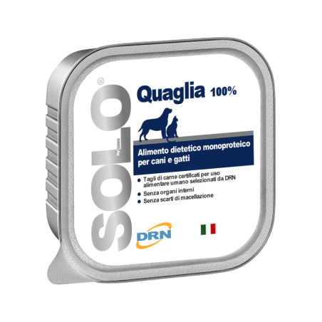 DRN Solo Quaglia монопротеиновый влажный корм для собак и кошек с перепелка, 100 g DRN S.R.L. - 1
