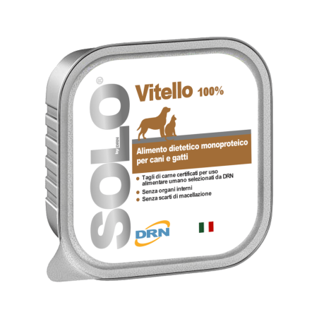 DRN Solo Vitello монопротеиновый влажный корм для собак и кошек с телятина, 100 g DRN S.R.L. - 1