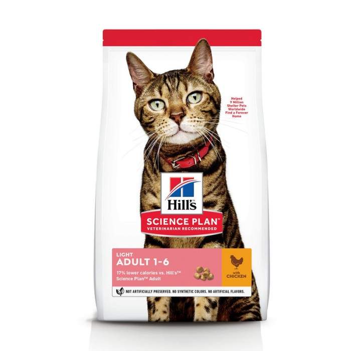 Hill's Science Plan Light Adult Chicken sausas maistas katėms, padedantis išlaikyti idealų svorį, 3 kg Hill's - 1