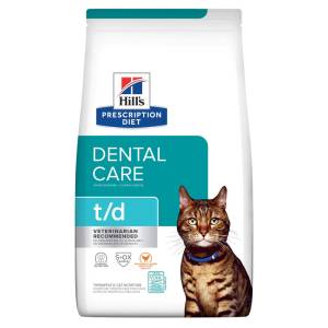 Hill's Prescription Diet Dental Care t/d Chicken sausas maistas katėms burnos sveikatai palaikyti, 3 kg